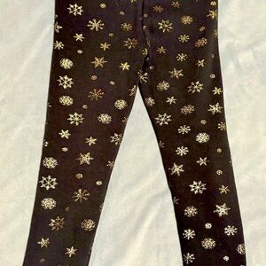 SO Black and Gold Snowflake Leggings
